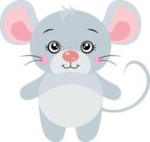 adorable gris ratón aislado en blanco vector