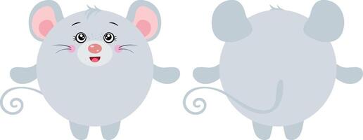 Round body mouse in front and back position vector