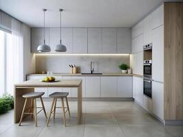 AI generated Kitchen style minimalist photo