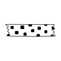 Cute doodle washi tape stripe with hand drawn square pattern. Adhesive tape with squiggle black and white ornament. Aesthetic decorative scotch tape with ragged edges for scrapbook, planner, notebook vector