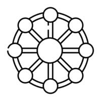 Connected nodes icon, linear design of compound vector