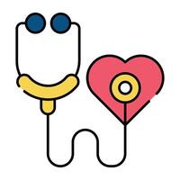 Conceptual flat design icon of heart checkup vector