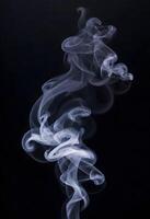 AI generated White smoke fragments on black background photo