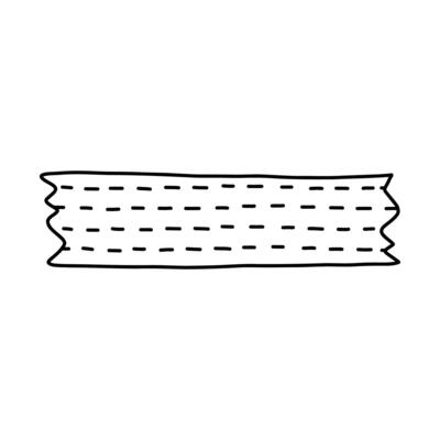 Cute doodle washi tape stripe with horizontal dotted line pattern. Adhesive tape with squiggle black and white ornament. Aesthetic decorative scotch tape with ragged edges for scrapbook, planner.