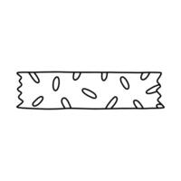 Cute doodle washi tape stripe with oval blob pattern. Adhesive tape with squiggle black and white ornament. Aesthetic decorative scotch tape with ragged edges for scrapbook, planner, notebook vector