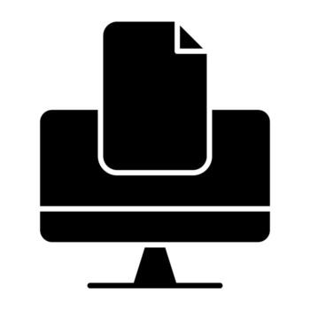 Folded paper inside monitor, solid design of online file vector