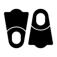 A solid design icon of swimming fins, diving accessory vector