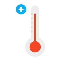 A temperature indicator with plus sign, flat design of add temperature vector