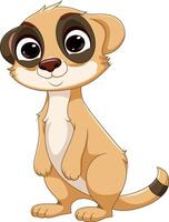 Cute meerkat cartoon on white background vector