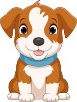 Cute little dog cartoon sitting vector