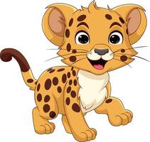 Cute little leopard cartoon walking vector