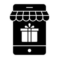 Icon of mobile shopping, handcart inside smartphone vector