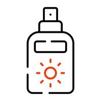 Sun on bottle denoting concept of sunblock vector