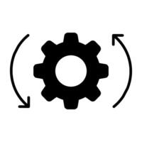 Gear with reversible arrows, icon of integration vector