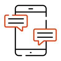 Chat bubble with smartphone, icon of mobile chat vector