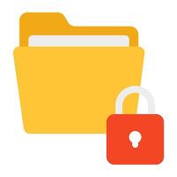 Flat design icon of document case with padlock, secure folder vector