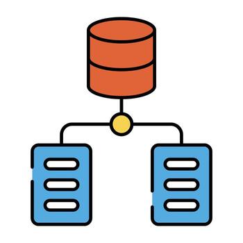 A flat design icon of data server network vector