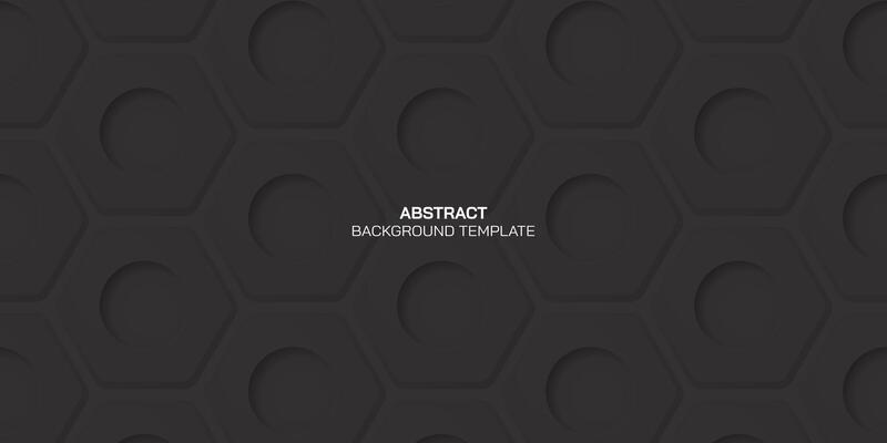 Abstract matt black embossed hexagon paper cut style vector illustration background. Black honeycomb pattern background.