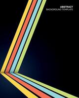 Abstract 1970's style colorful stripes on black background vertical shape with blank space. vector