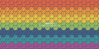 Abstract rainbows embossed hexagon paper cut style vector illustration background. Colorful honeycomb pattern background. LGBTQ colors nut pattern background.
