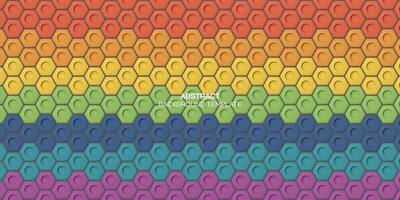 Abstract rainbows embossed hexagon paper cut style vector illustration background. Colorful honeycomb pattern background. LGBTQ colors nut pattern background.