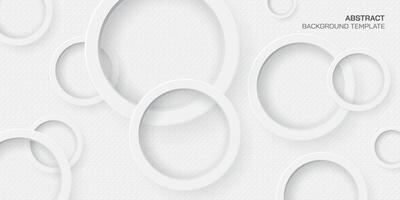 White wood free uncoated paper background with 3D circle ring paper cut style vector illustration. White bond paper background with circle ring.