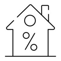 Percentage sign with building, concept of home discount vector