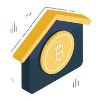 un icono diseño de bitcoin hogar vector