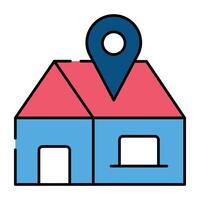 House building inside marker, icon of home location vector