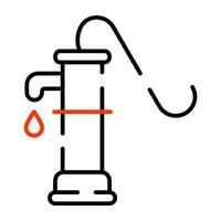 Vintage hand pump icon, editable vector