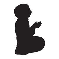 Silhouette of Muslim Praying, Muslim Shalat Silhouette Vector