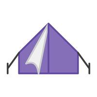 Flat design icon of camp, outdoor accommodation vector