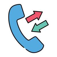 Receiver with two way arrows, concept of call diversion vector