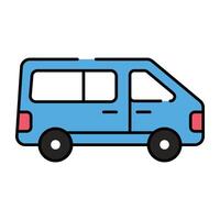 A flat design icon of road transport, minivan vector