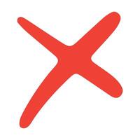 Hand drawn doodle red cross mark, x mark vector