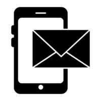 A solid design icon of mobile mail vector