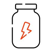 Energy supplement bottle icon in linear design vector