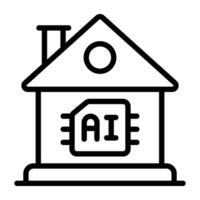 linear design icon of smart home processor vector