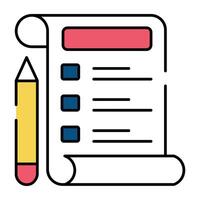 Paper with pencil showcasing agenda list icon vector