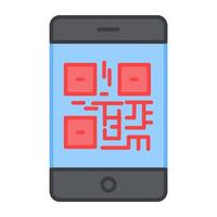 Qr code inside smartphone, flat design of mobile barcode vector