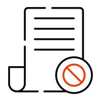 Conceptual linear design icon of ban document vector