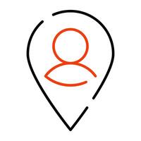 Avatar inside pin depicting concept of user location vector