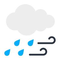 Cloud and raindrops, icon of cloud raining vector