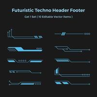 ciber futurista línea encabezamiento pie de página vector