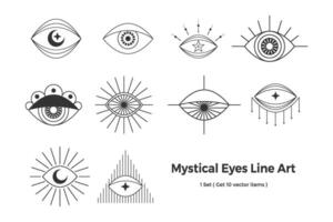 místico ojos línea Arte vector