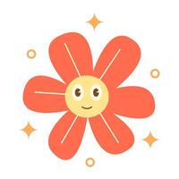 Cute Retro Groovy Flower Sticker vector