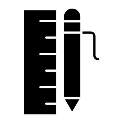 Scale with ballpoint, office supplies icon