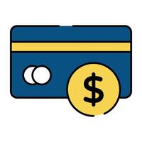 A flat design icon of atm card vector