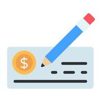 A creative design icon of cheque writing vector