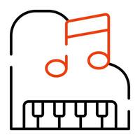 A music instrument icon, linear design of piano vector